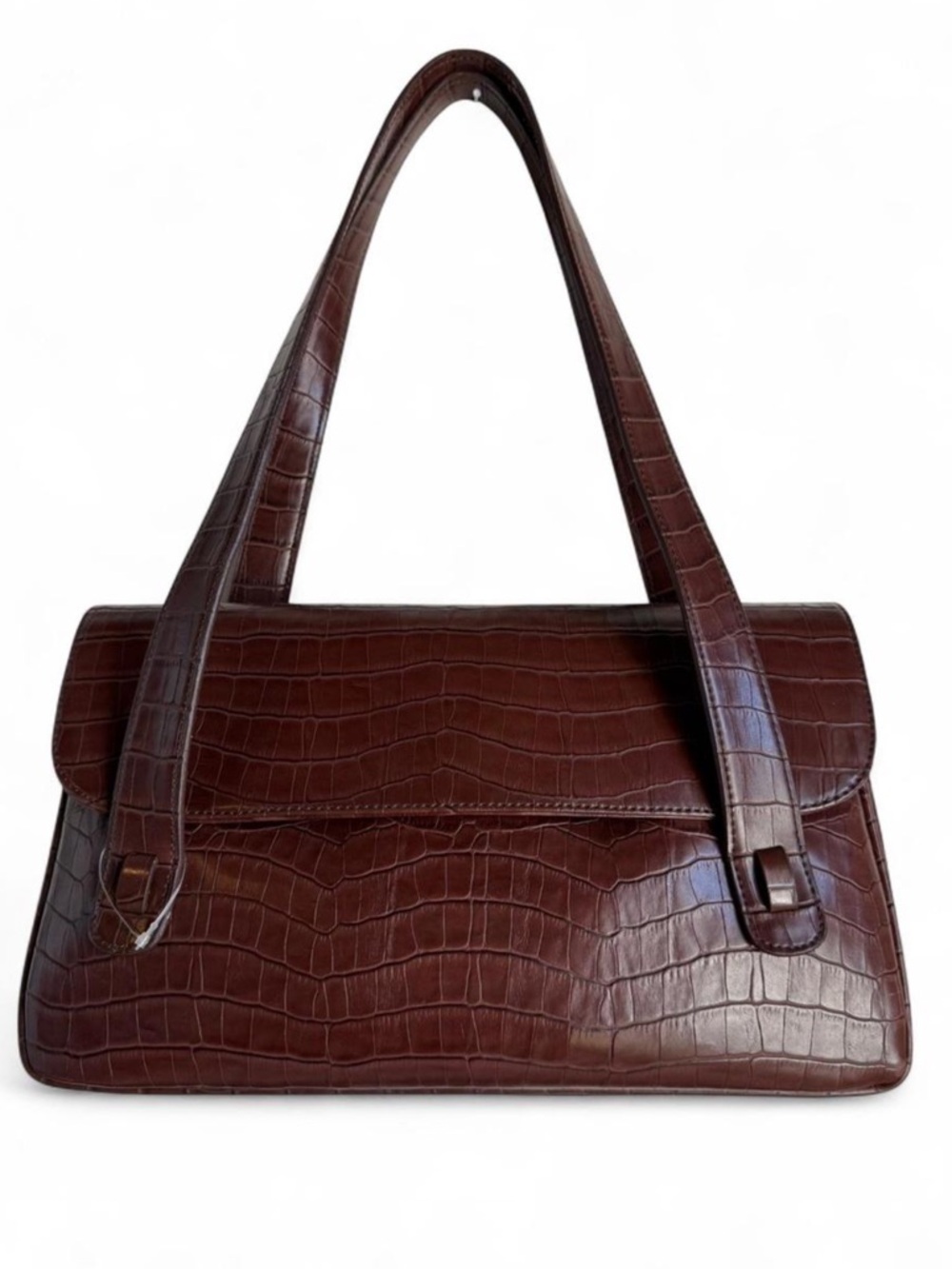 Jones New York Classic Chocolate Croc-Embossed Shoulder Bag - Women